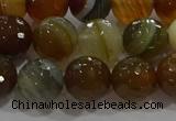 CAG9214 15.5 inches 10mm faceted round line agate gemstone beads