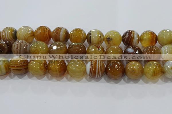 CAG9217 15.5 inches 16mm faceted round line agate gemstone beads