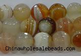 CAG9222 15.5 inches 8mm faceted round line agate beads wholesale