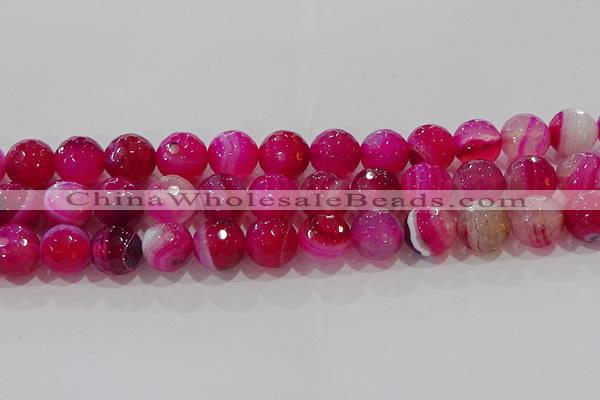 CAG9244 15.5 inches 14mm faceted round line agate beads wholesale