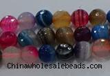 CAG9255 15.5 inches 4mm faceted round line agate beads wholesale