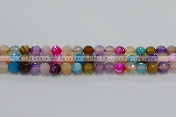 CAG9258 15.5 inches 10mm faceted round line agate beads wholesale