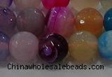 CAG9259 15.5 inches 12mm faceted round line agate beads wholesale