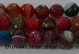 CAG9264 15.5 inches 8mm faceted round line agate beads wholesale