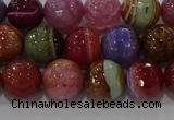 CAG9265 15.5 inches 10mm faceted round line agate beads wholesale