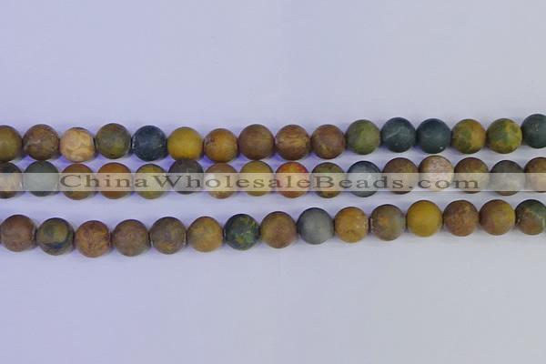 CAG9284 15.5 inches 12mm round matte ocean jasper beads wholesale
