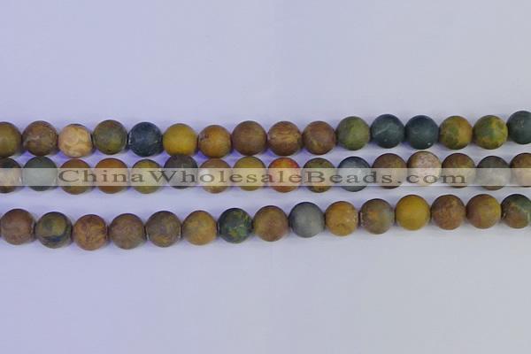 CAG9284 15.5 inches 12mm round matte ocean jasper beads wholesale