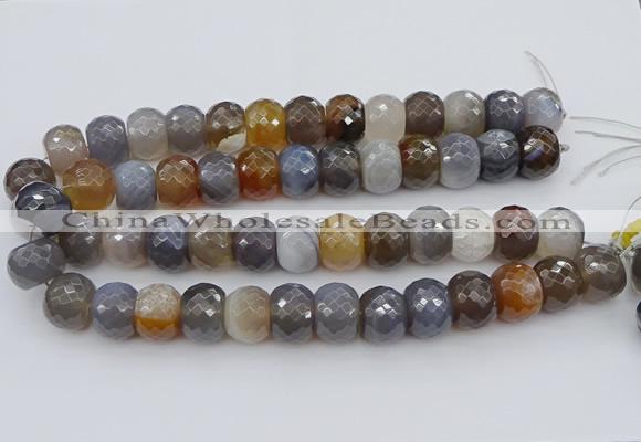 CAG9300 15.5 inches 15*20mm faceted rondelle grey agate beads