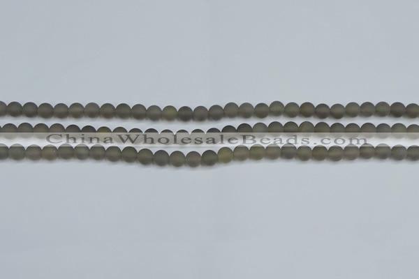 CAG9310 15.5 inches 4mm round matte grey agate beads wholesale