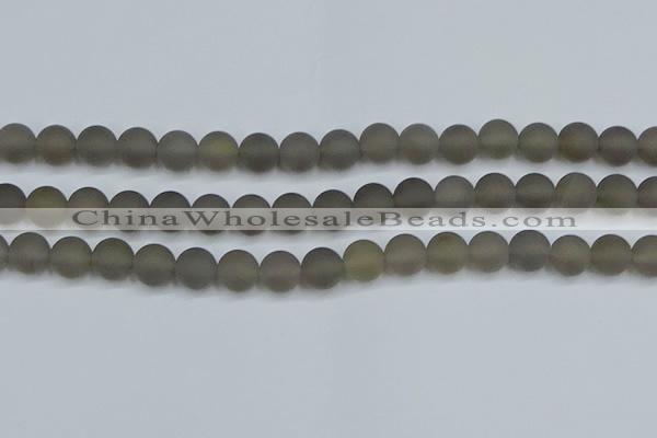 CAG9314 15.5 inches 12mm round matte grey agate beads wholesale