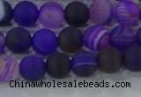 CAG9320 15.5 inches 6mm round matte line agate beads wholesale