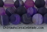 CAG9321 15.5 inches 8mm round matte line agate beads wholesale