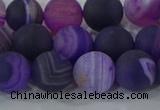 CAG9322 15.5 inches 10mm round matte line agate beads wholesale