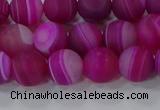 CAG9327 15.5 inches 8mm round matte line agate beads wholesale