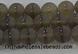 CAG9344 15.5 inches 8mm round matte grey agate beads wholesale