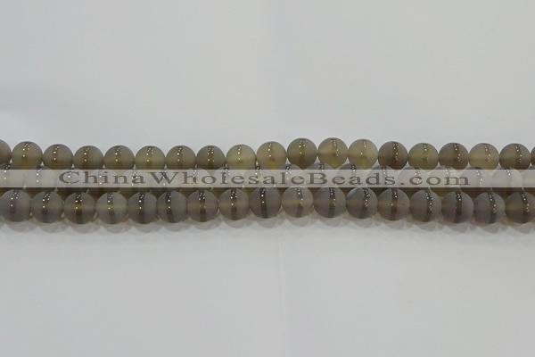 CAG9344 15.5 inches 8mm round matte grey agate beads wholesale