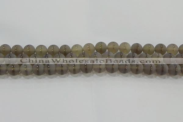 CAG9345 15.5 inches 10mm round matte grey agate beads wholesale