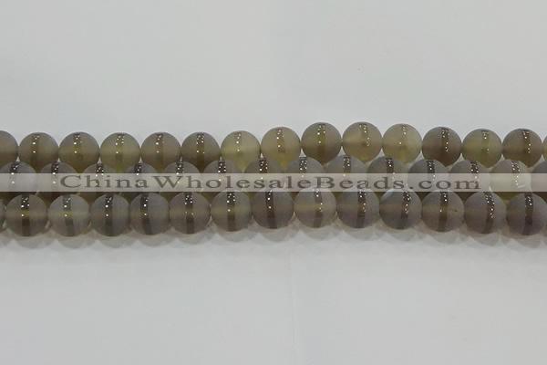 CAG9346 15.5 inches 12mm round matte grey agate beads wholesale