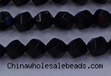 CAG9351 15.5 inches 6mm faceted nuggets black agate beads