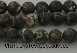 CAG9381 15.5 inches 6mm round matte turritella agate beads