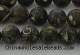 CAG9383 15.5 inches 10mm round matte turritella agate beads