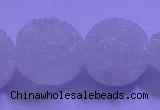 CAG9430 7.5 inches 14mm coin white plated druzy agate beads