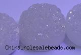 CAG9435 7.5 inches 30mm coin white plated druzy agate beads