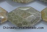 CAG9440 22*30mm - 25*35mm faceted freeform chrysanthemum agate beads