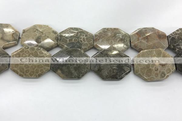 CAG9443 33*45mm - 35*48mm faceted octagonal chrysanthemum agate beads