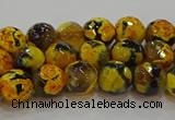 CAG9452 15.5 inches 8mm faceted round fire crackle agate beads