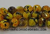 CAG9452 15.5 inches 8mm faceted round fire crackle agate beads