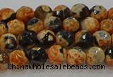 CAG9456 15.5 inches 6mm faceted round fire crackle agate beads