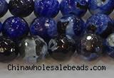 CAG9462 15.5 inches 8mm faceted round fire crackle agate beads