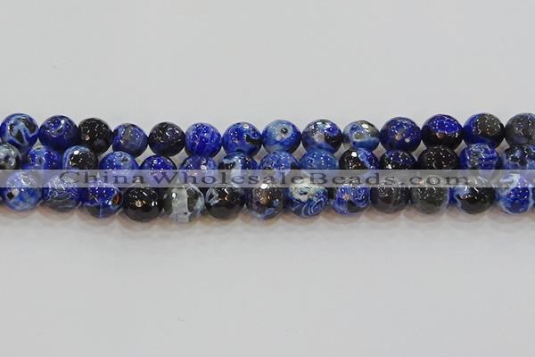 CAG9464 15.5 inches 12mm faceted round fire crackle agate beads