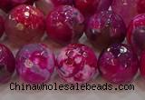 CAG9469 15.5 inches 12mm faceted round fire crackle agate beads