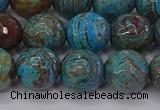CAG9483 15.5 inches 10mm faceted round blue crazy lace agate beads