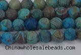 CAG9493 15.5 inches 6mm round matte blue crazy lace agate beads