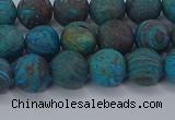 CAG9494 15.5 inches 8mm round matte blue crazy lace agate beads