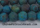 CAG9495 15.5 inches 10mm round matte blue crazy lace agate beads