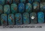 CAG9505 15.5 inches 6*10mm faceted rondelle blue crazy lace agate beads