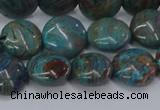 CAG9514 15.5 inches 12mm flat round blue crazy lace agate beads