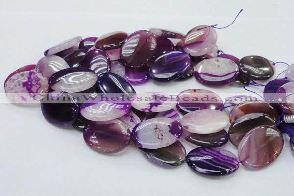 CAG952 15.5 inches 22*30mm oval purple agate gemstone beads