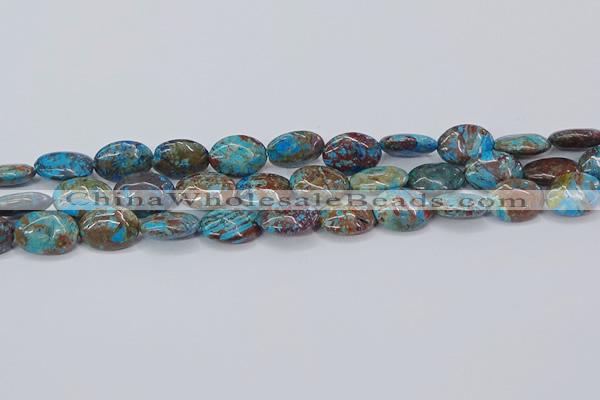 CAG9522 15.5 inches 13*18mm oval blue crazy lace agate beads