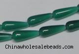 CAG957 15.5 inches 6*16mm teardrpop green agate gemstone beads