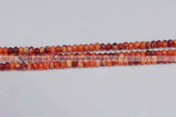 CAG9571 15.5 inches 4*6mm faceted rondelle crazy lace agate beads