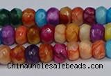 CAG9584 15.5 inches 4*6mm faceted rondelle crazy lace agate beads