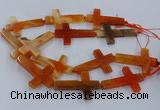 CAG9628 15.5 inches 32*48mm - 35*50mm cross dragon veins agate beads