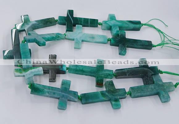 CAG9631 15.5 inches 32*48mm - 35*50mm cross dragon veins agate beads