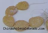 CAG9671 7.5 inches 30*40mm teardrop champagne plated druzy agate beads