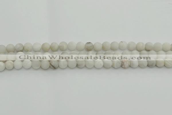 CAG9701 15.5 inches 6mm round matte grey agate beads wholesale